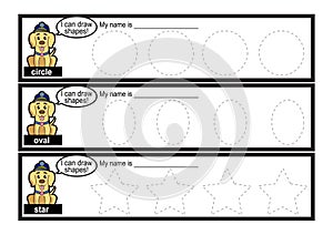 Tracing Lines vector for preschool or kindergarten and special Education. Tracing Lines for developing fineÂ motor skills with pup